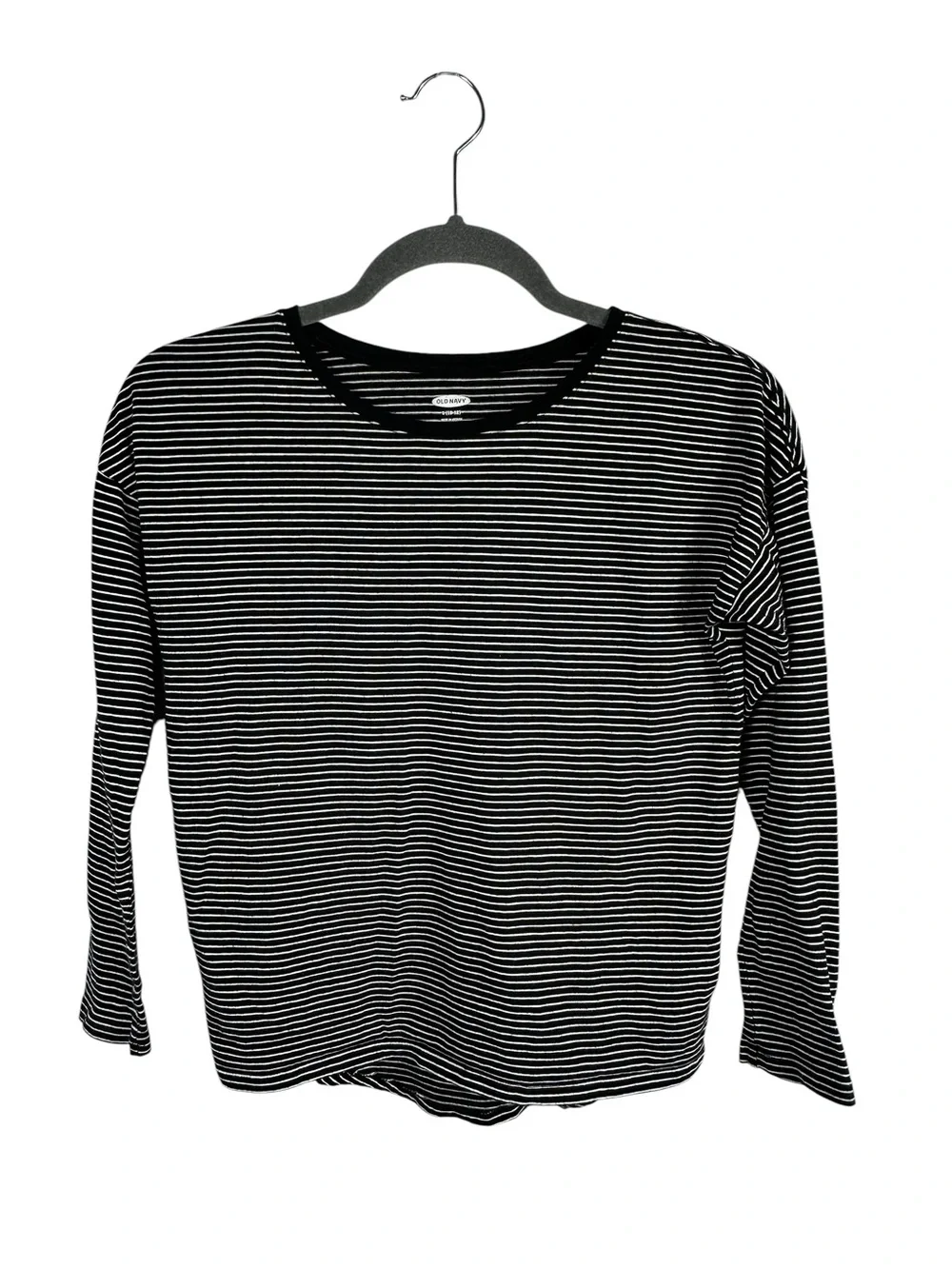 Old Navy Striped Long Sleeve Tee Black White‎ Crewneck Shirt Girls Large 10-12